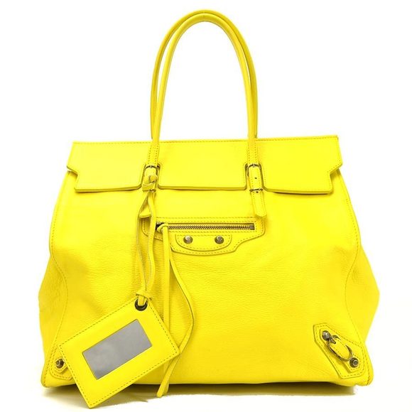 Balenciaga Paper Leather Handbag Yellow - Picture 1 of 5